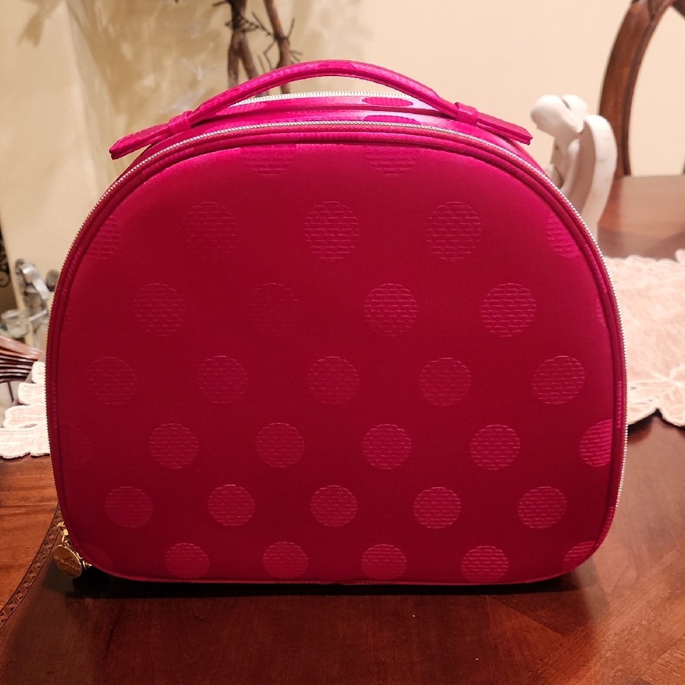 Estee Lauder Elegant Red Polka Dot Makeup Bag